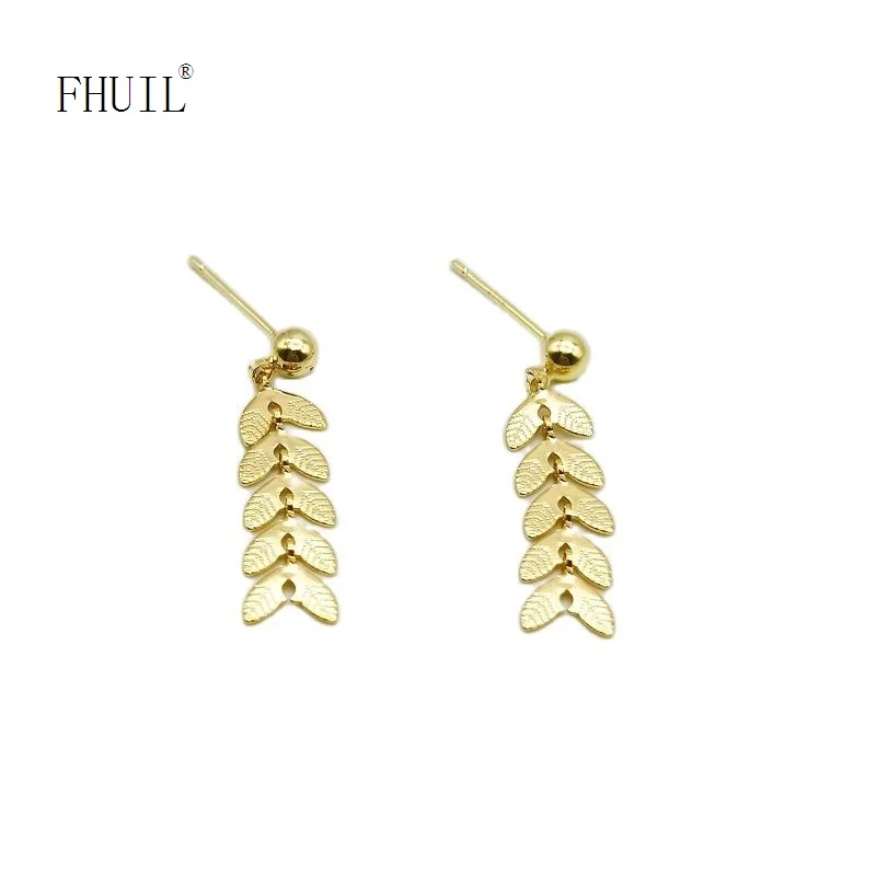 

FHUIL Earrings For Women 2023 Ear Of Wheat Desing Drop Ear Piercing Gold Plated Korean Fashion Jewelry Girl Wedding