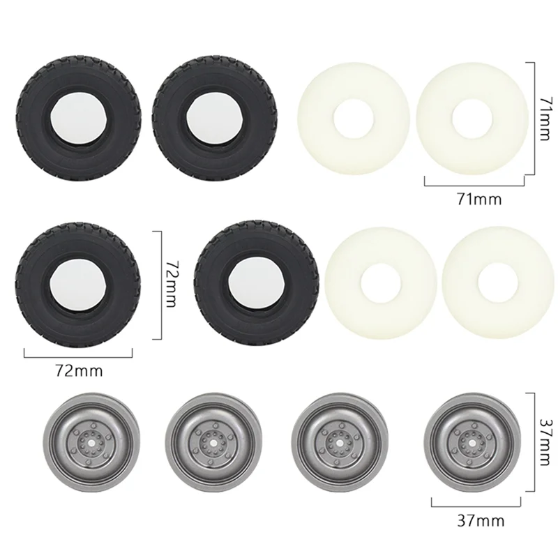 72mm Soft Tire Wheel for MN D90 MN98 MN99S WPL C14 C24 C34 B14 B24 LDRC P06 RC Car Upgrade Parts 4Pcs