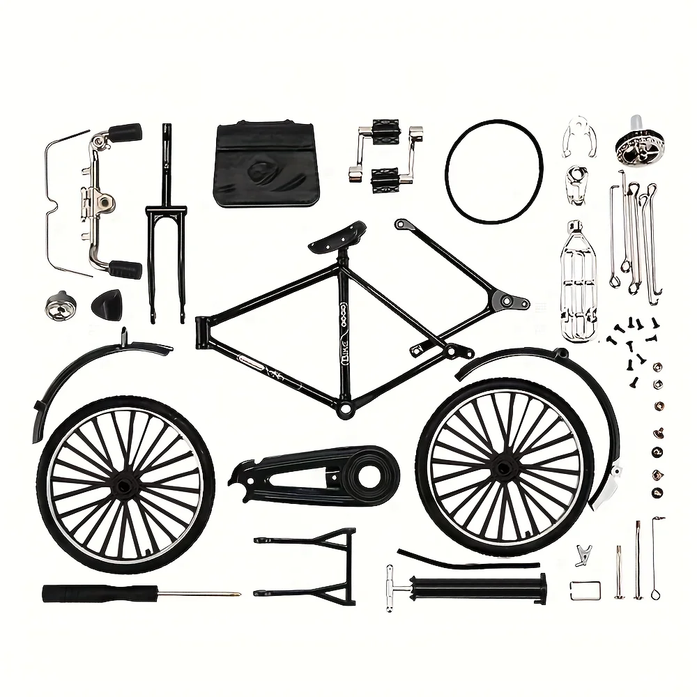 Kit de construction de modèle de vélo vintage avec 51 pièces, grand modèle miniature à assembler soi-même, décoration de collection et cadeau pour la maison et le bureau
