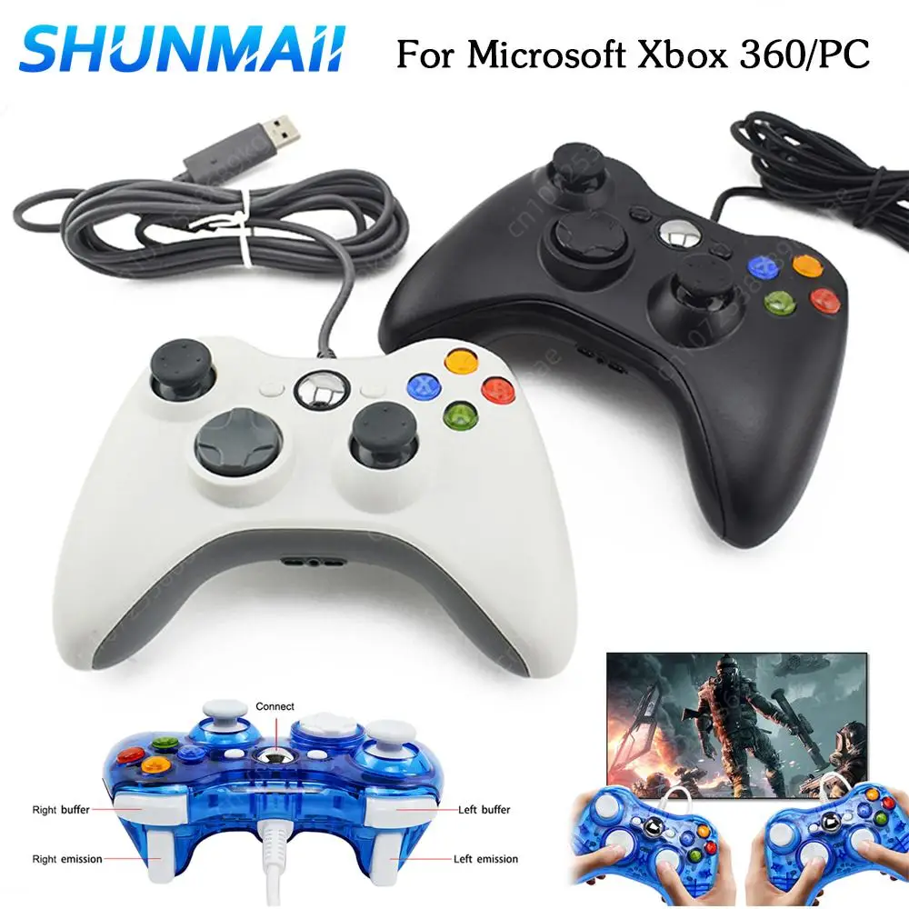 Xbox 360 윈도우즈용 게임 핸들, USB 유선 게임 패드, 더블 쇼크 게임 컨트롤러, 비디오 게임 콘솔 조이스틱, 10/8.1/8/7