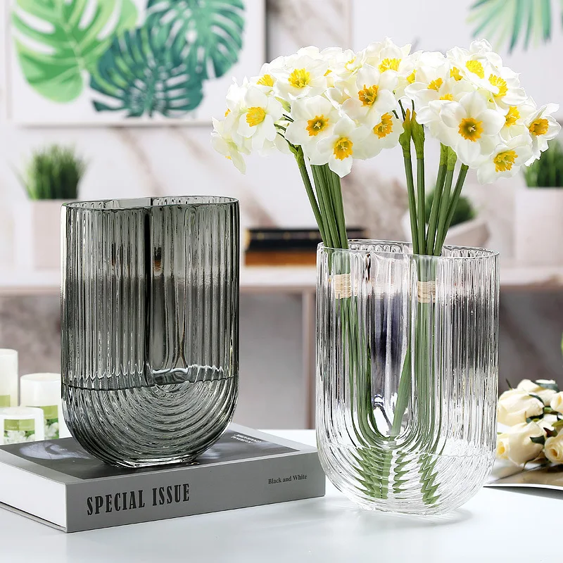 

Modern Simple Transparent Glass Vase Ornaments Nordic Living Room Creative Flower Water Culture Dry Flower Arranging Device