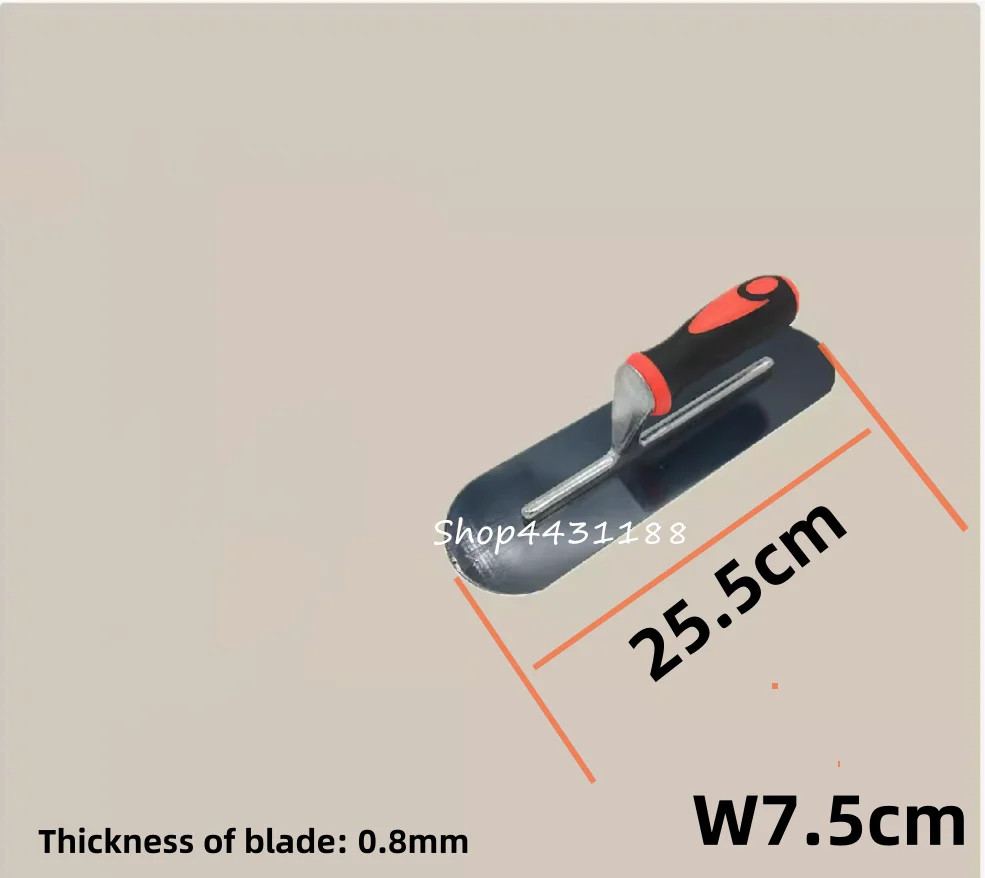 1pcs 255*75mm Round head Carbon steel Blade Plastic Handle Plaster Trowel Construction Concrete Spatula Tool