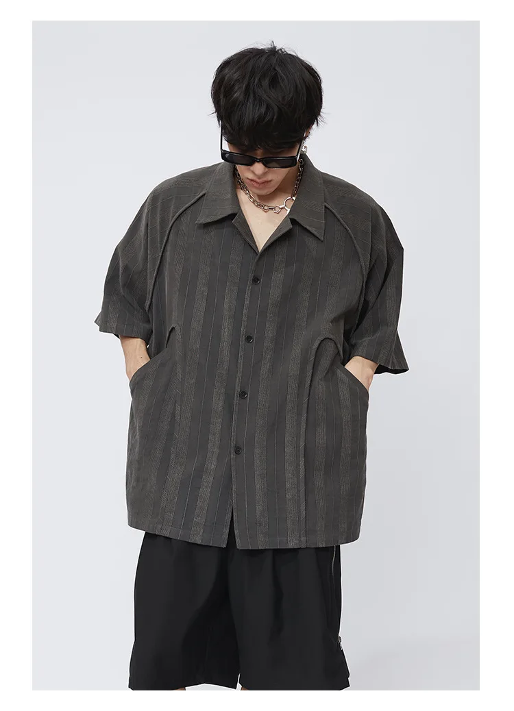 

Menswear Trend Gundal Shirt Summer Loosed Vintage Remix One Sprep High-quality Tweave In A Thinner Half In A Shirt ARM shirt top out man