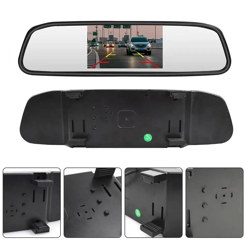 4.3 inch Car Monitor Auto Rear View Mirror LCD Screen 12v Universal for Backup Camera/Front Camera/Media Player/Safety Driving
