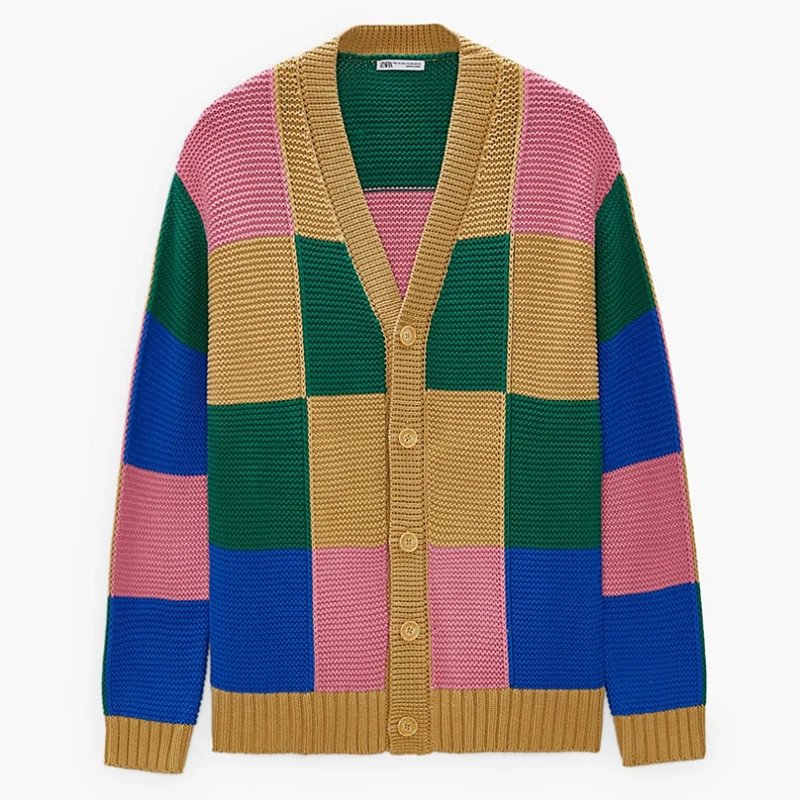 Casual Solid Patchwork V Neck Sweaters(4 colors)