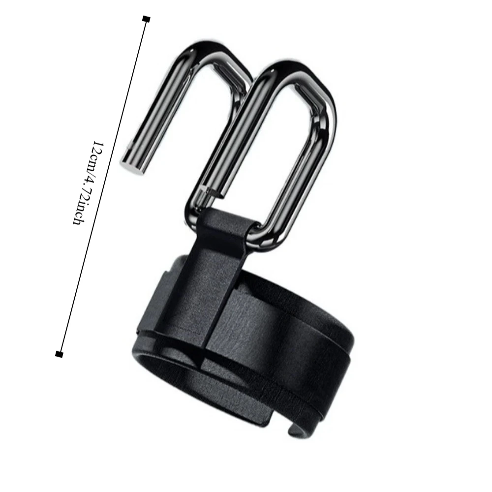 1 Pair Pull-up Weight Lifting Grip Hook Adjustable Black Auxiliary Power Wrist Guard with Hook Non-Slip Steel Hook Grips Strap