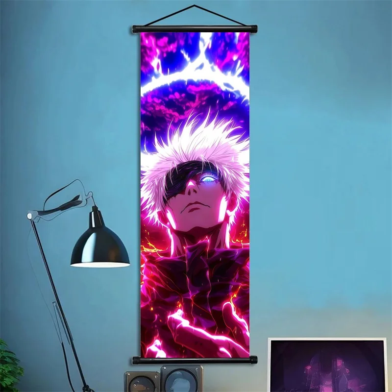 Jujutsu Kaisen Gojo Satoru Fabric Wall Art Scroll for Bedroom or Gaming Room Decor