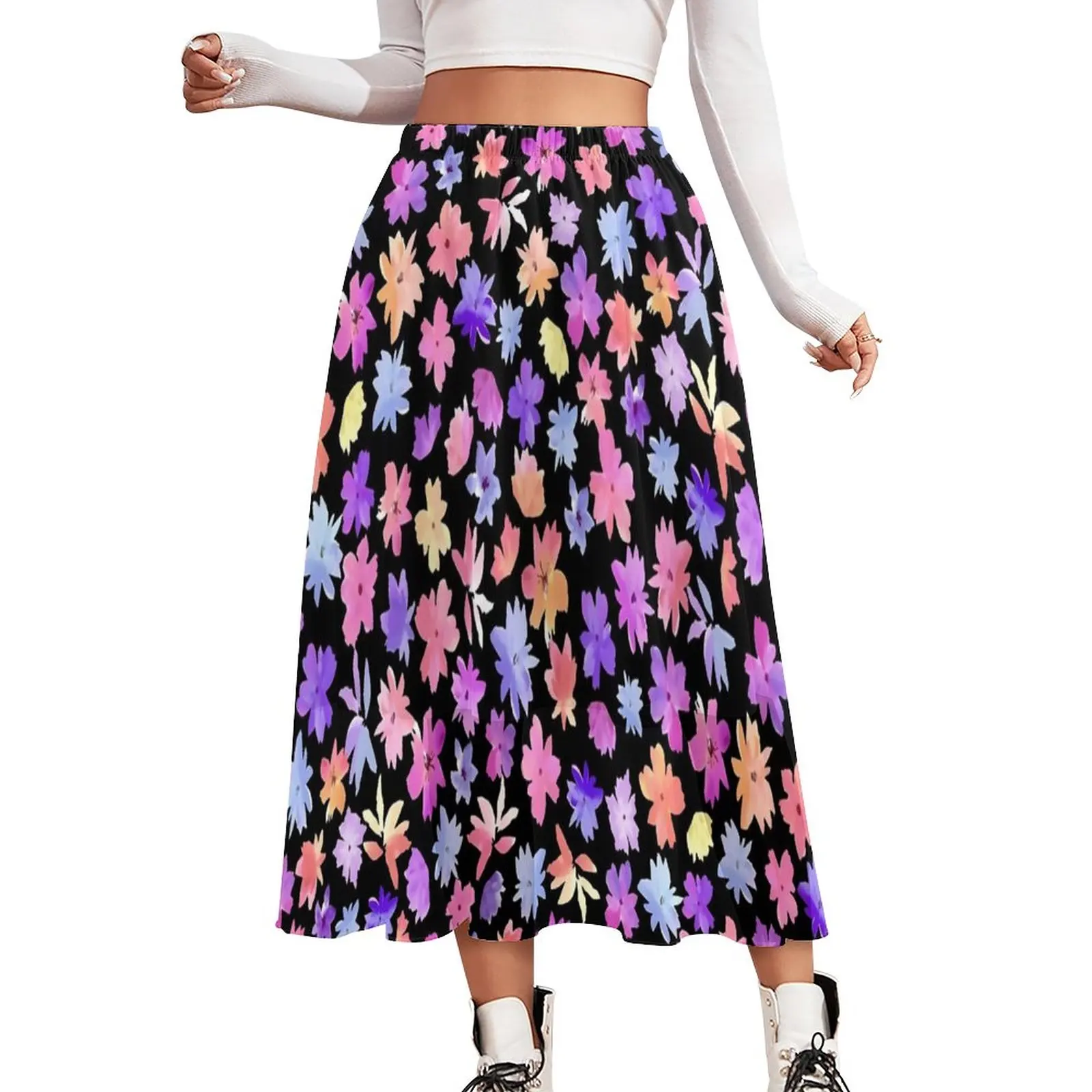 

Ditsy Floral Chiffon Skirt Flower Print Aesthetic Casual Skirts Womens Trendy Boho Skirt Graphic Clothes Gift Idea