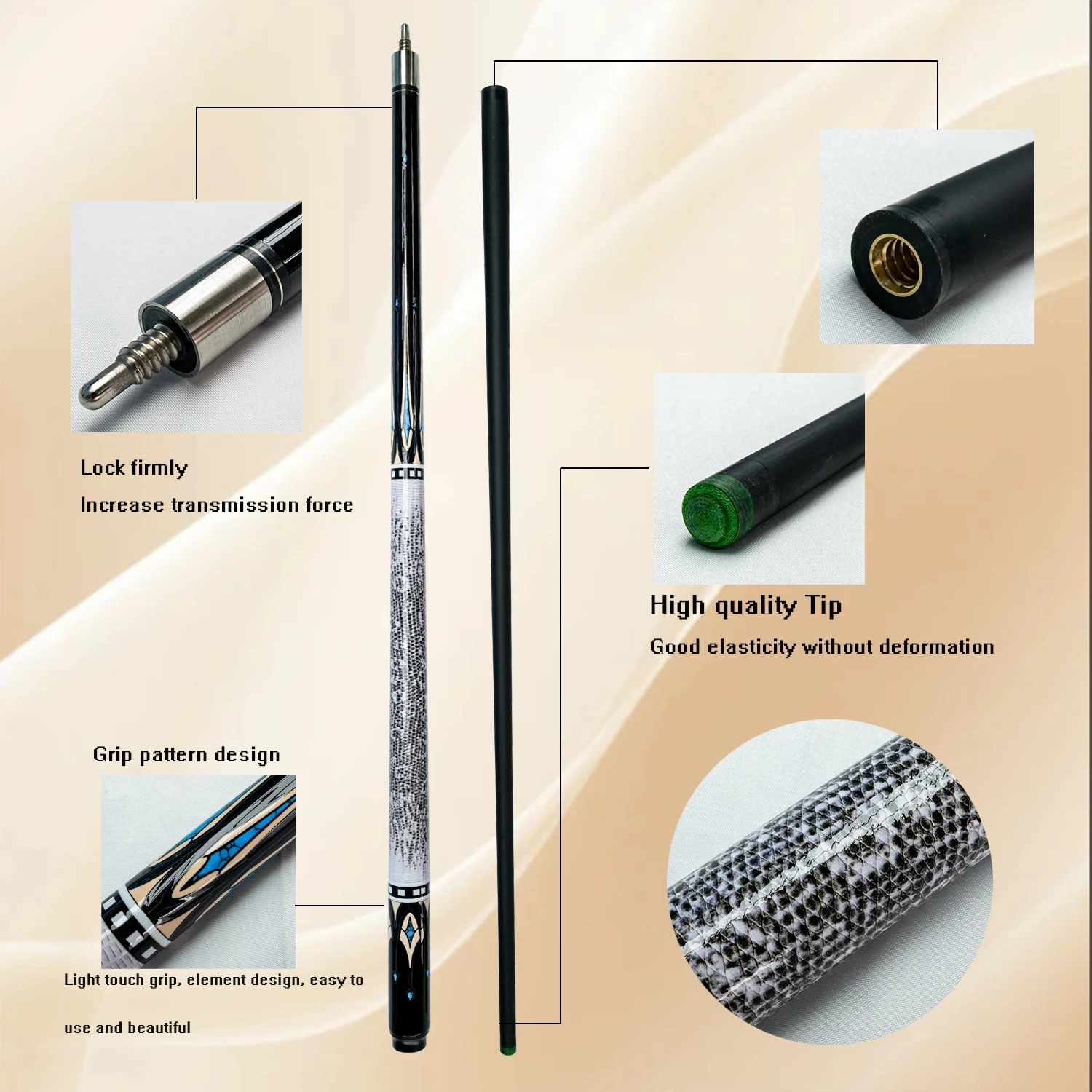 Carbon Fiber Pool Cue with Black Cue Case Lightweight Design Ideal for 9 Ball and Carom 12.5mm Tip