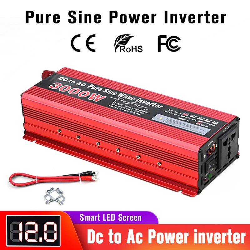 純粋な正弦波インバーター12v〜220v-dc電力変換器自動車用電源1600w-2200w-3000w-4500w