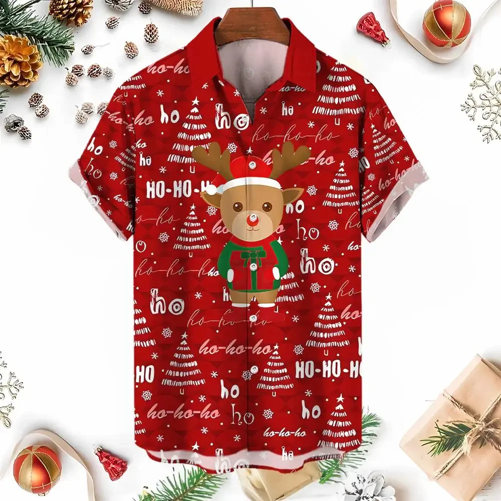 Men's Christmas shirt, 3D Digital Print Series short-sleeved Loose And casual, New Style For 2023. 5