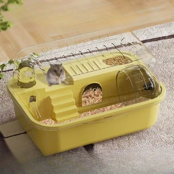 Gabbia per criceti Accessori per criceti grandi a prova di masticare Gabbie e habitat Parte superiore apribile con fogli acrilici Solido costruito