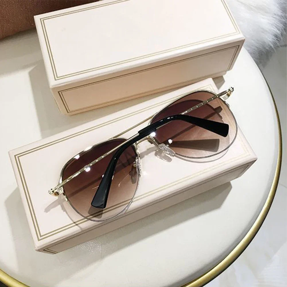 Men's Semi-Rimless Aviator Sunglasses - Classic Fashion, Large Metal Frame, Outdoor Sports Anti-UV