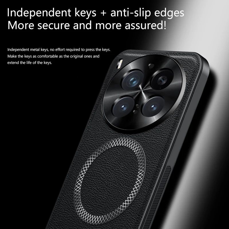 Luxury Leather Texture Magnetic Case - Wireless Charging Compatible, Business Style Bumper Back Cover
