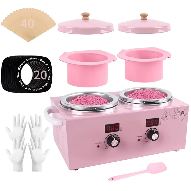 Double Pot Wax Warmer Paraffin Heater Warmer with LED Display Skin Hair Removal Adjustable Temperature For Beauty Salon Home Use