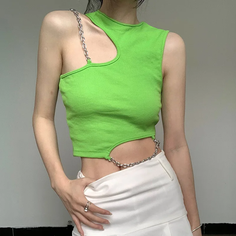 

Irregular sling sexy vest 2023 spring and summer new spice girl bare navel T-shirt woman corset top ropa mujer