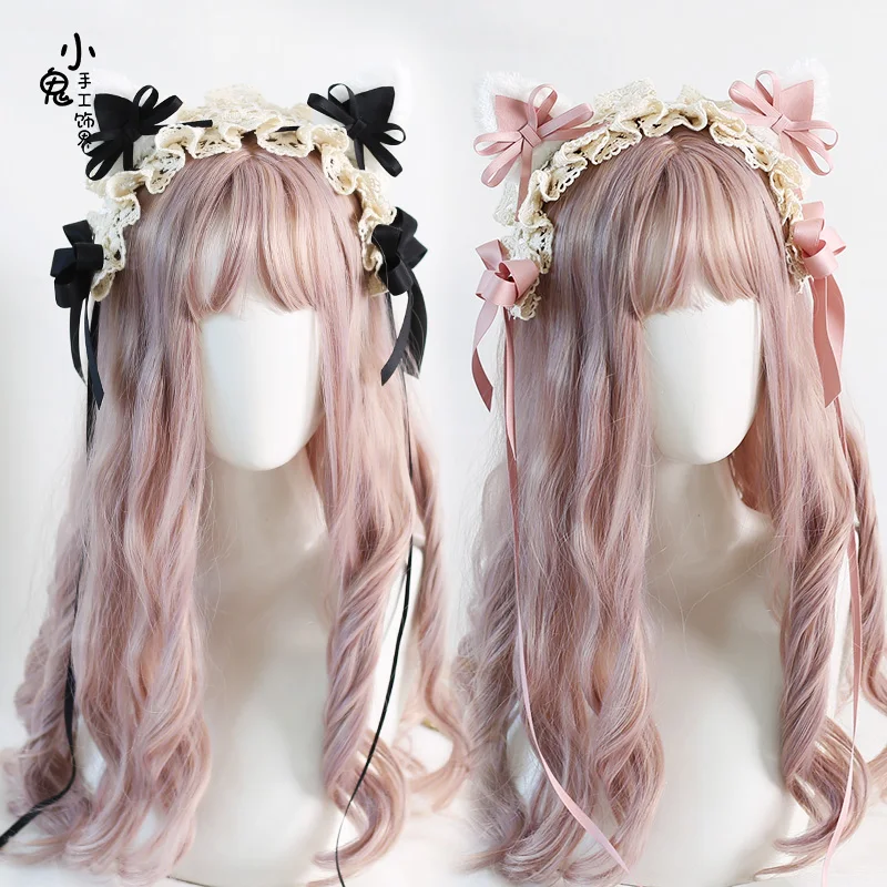 

Generate Color Lolita Cat Ear Hair Band Bow Barrettes KC Japanese Lo Niang Headdress Lolita Original Cat Ear