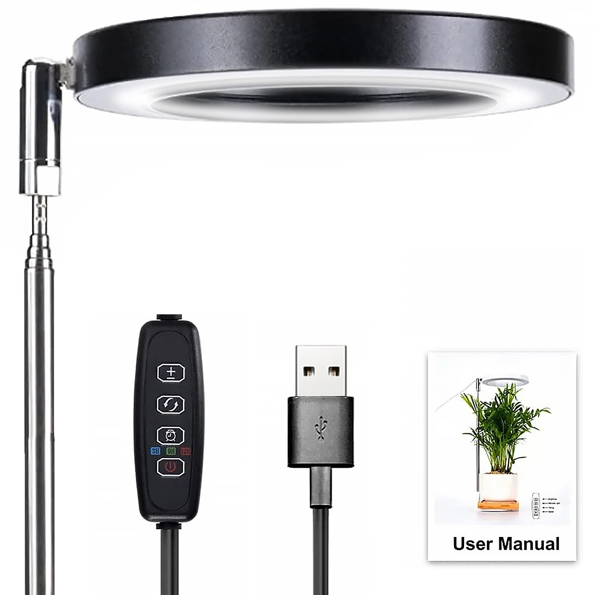 Grow Light Full Indoor Plants Height Adjustable Growing Lamp for Spectrum LED Plant Light with Timer 3/9/12H Dimmable Brightness