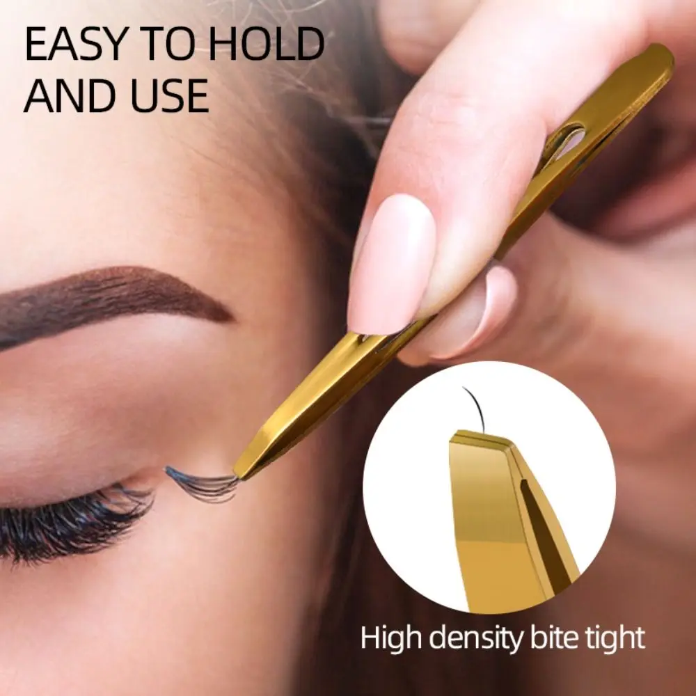 4PCS/Set Stainless Steel Eyebrow Tweezers Oblique Mouth Pointed Tip Eyelash Tweezers Multifunctional Portable