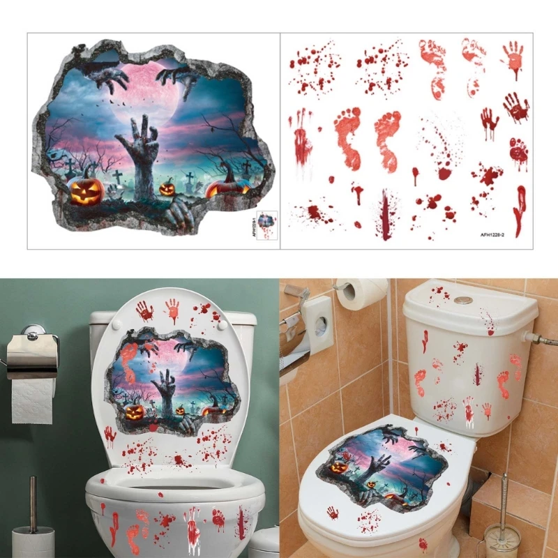 

Halloween Decorations Halloween Window Clings Bloody Handprint Footprint