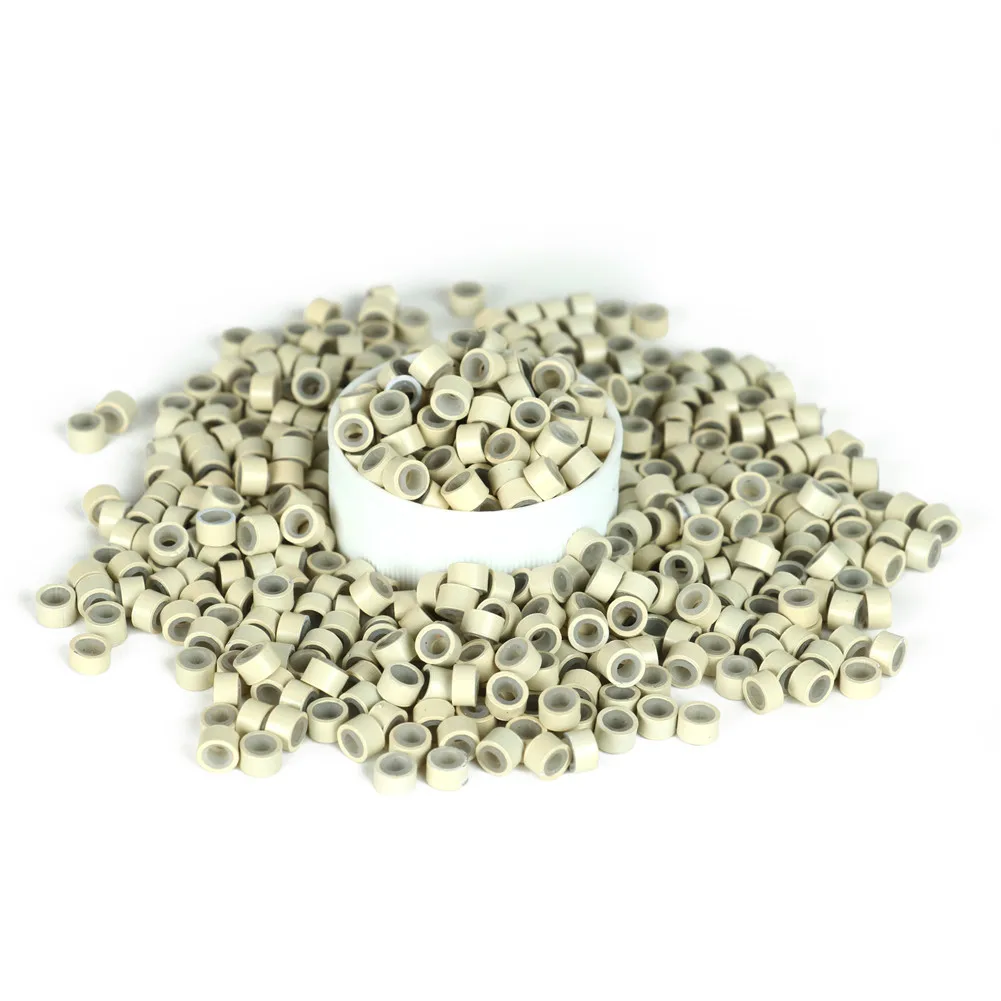 Microanillos forrados de silicona, 500 piezas, 5,0x3,0x3,0mm, para extensiones de cabello