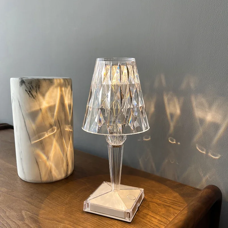 

Light and Shadow Crystal Lamp Dining Table Bedroom Bedside Candle Light Luxury Diamond Atmosphere High Sense Small Night Lamp