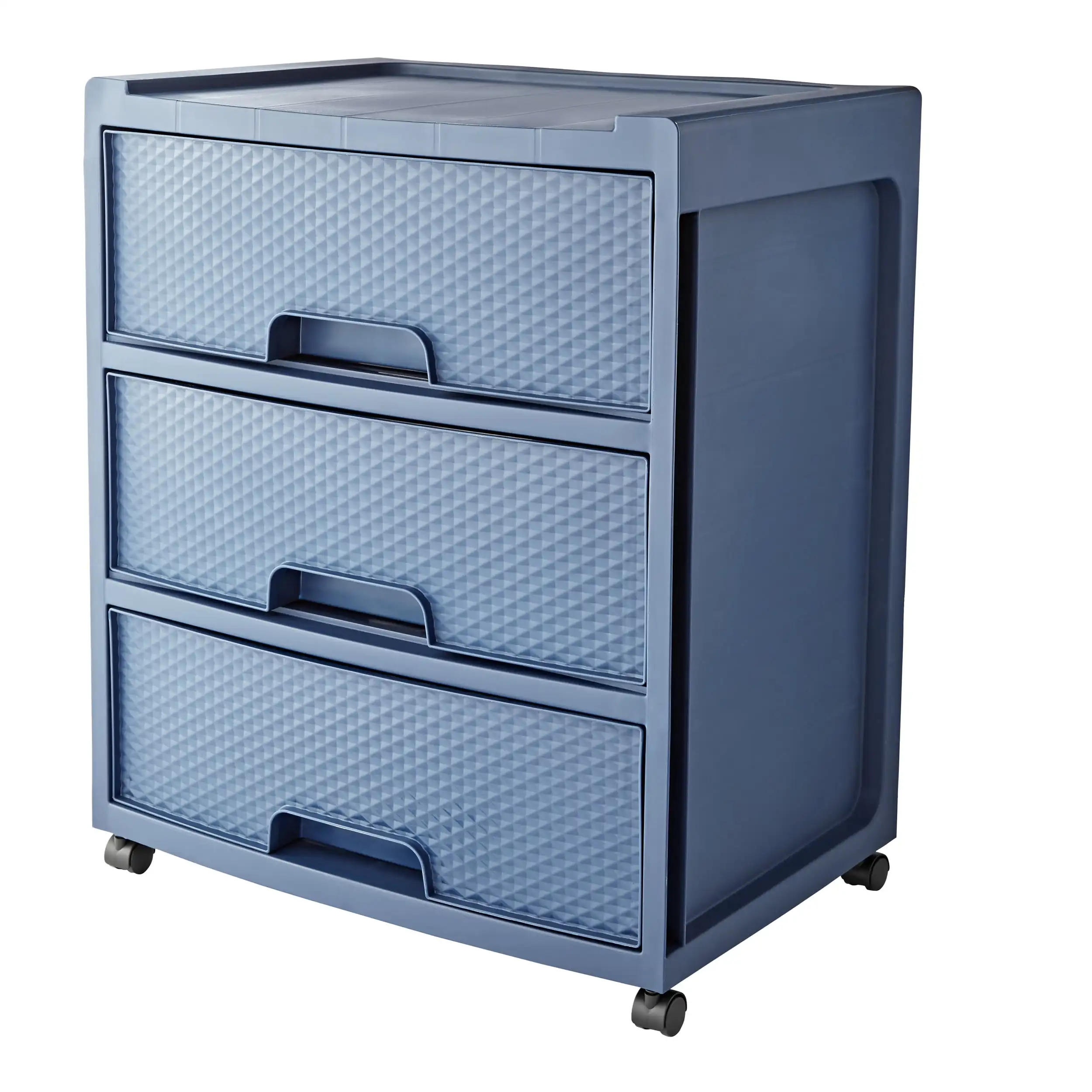 

3 Drawer Wide Diamond Plastic Storage Cart, Cove Blue