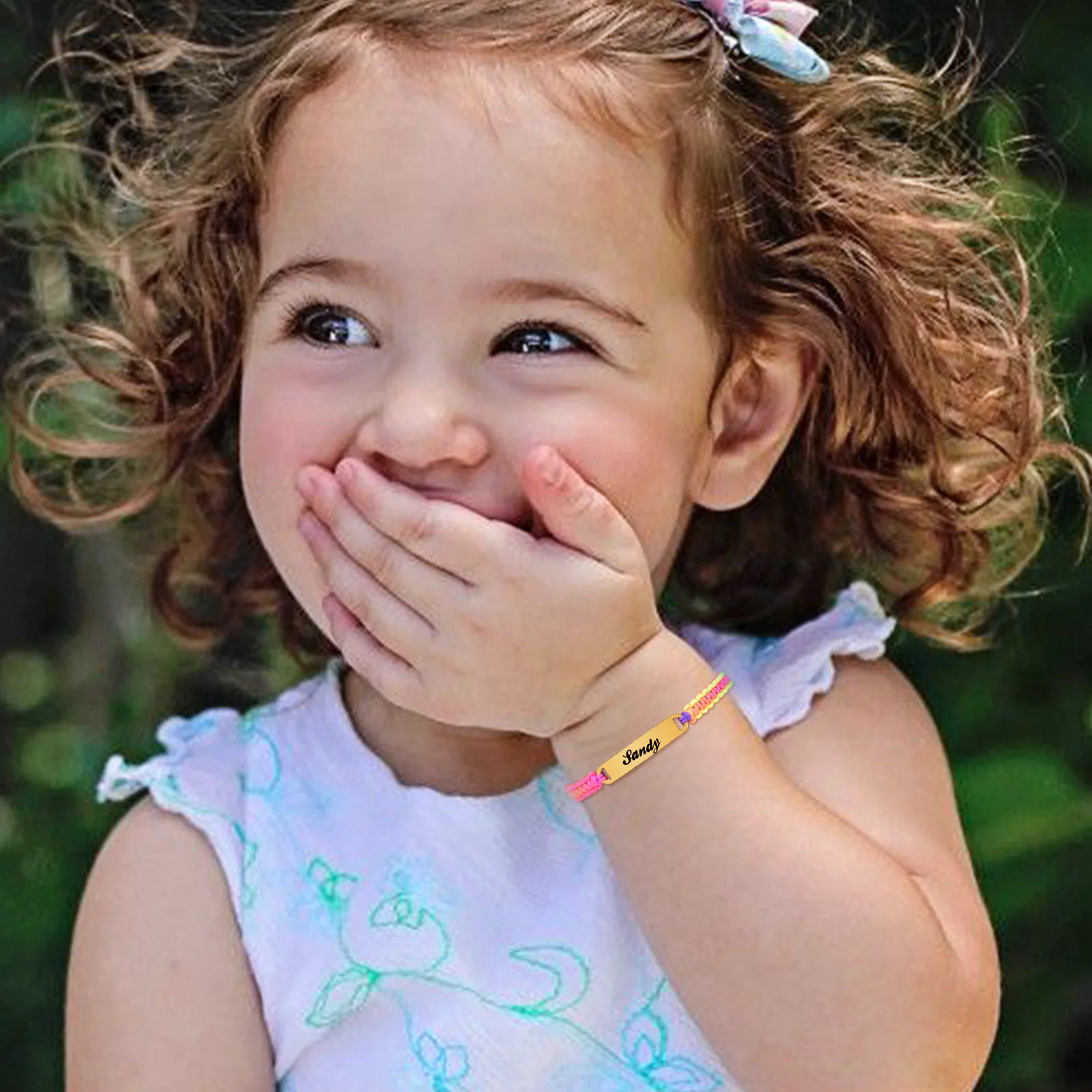 Bracciale Per Bambini In Vero Oro 14K, Braccialetto Regolabile Per Bambini Piccoli, Braccialetto In Oro Con Incisione Del Nome Del Bambino Personalizzato Con Catena A Maglie Cave Figaro - Italia - Foto 13