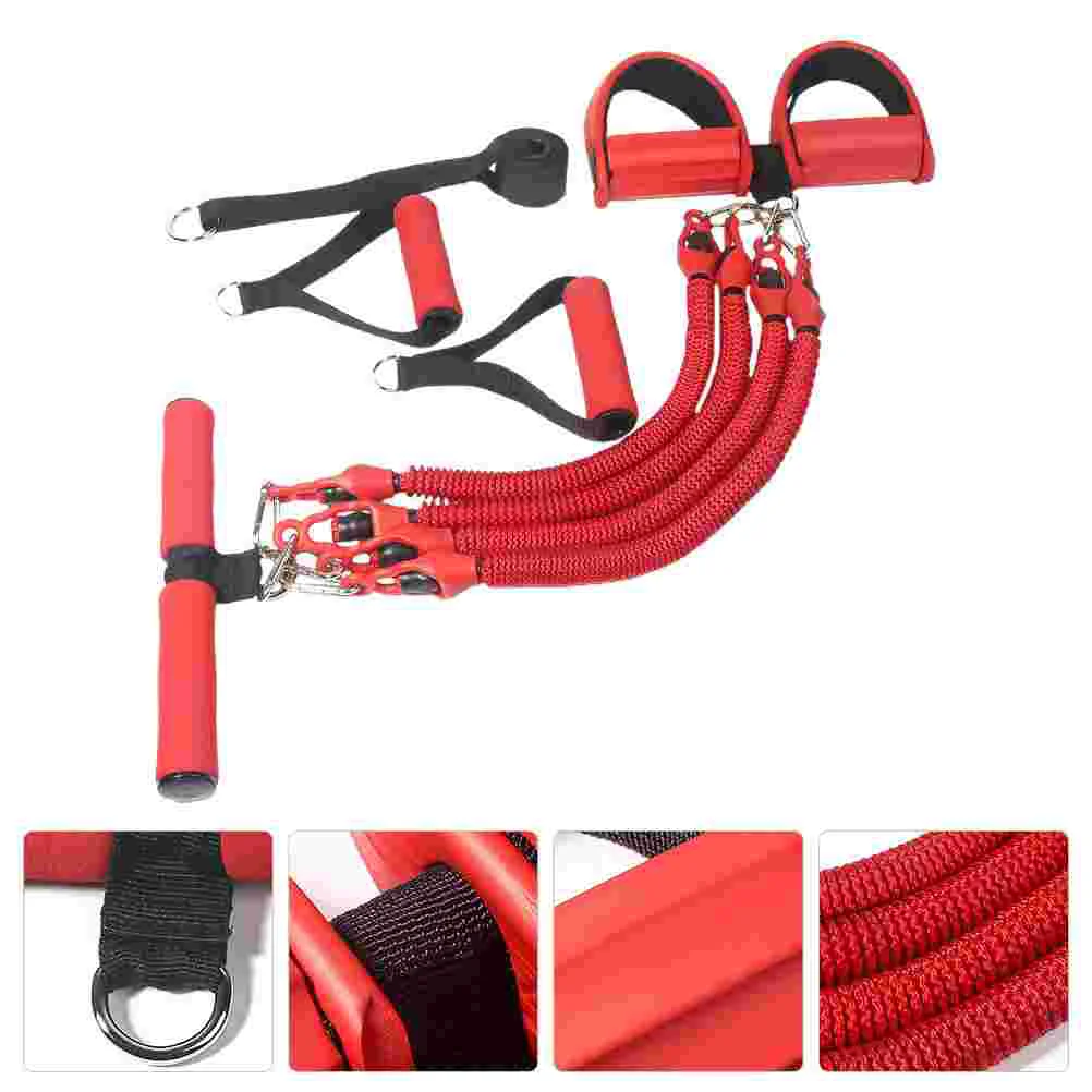 

Four-tube Pull Rope Tension Yoga Pedal Fitness Exercise Handles Feet Sports Emulsion Resistance Bands