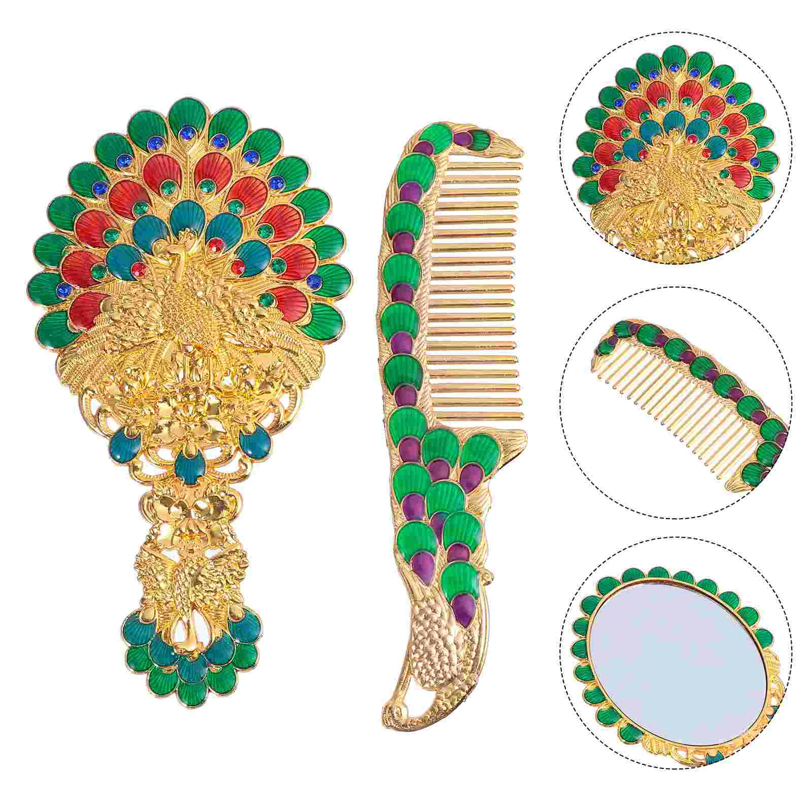 

2 Pcs Mirror Handheld Vanity Vintage Mini Old Fashioned Retro Alloy Woman Makeup