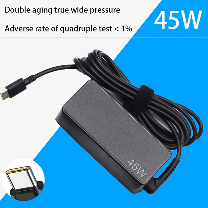 레노버 노트북 충전기, USB C타입 전원 어댑터, 20V2.25A 에 적합, 45W
