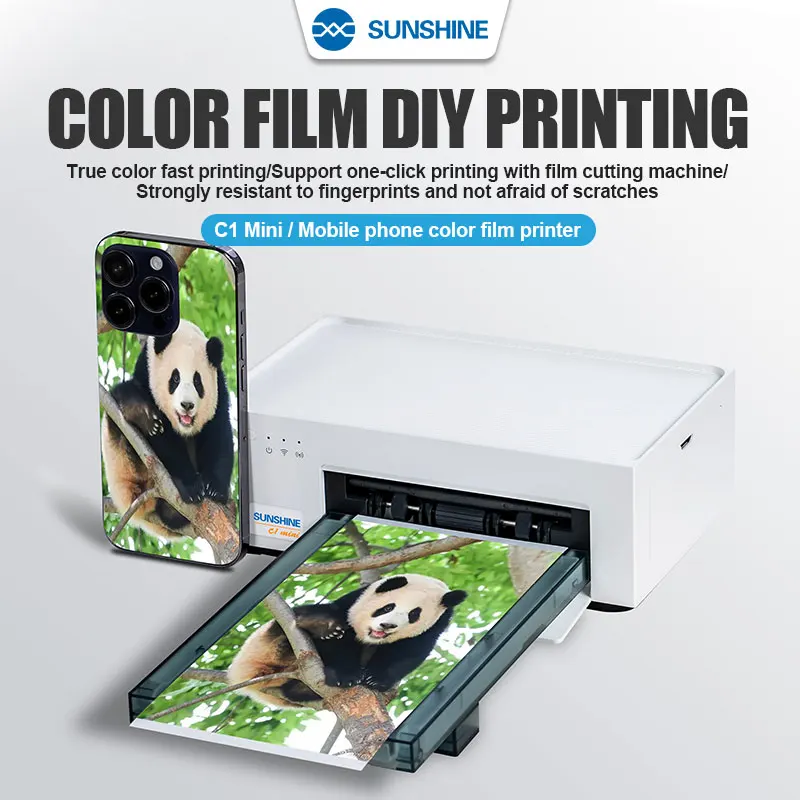 SUNSHINE C1 Mini HD Color Printer DIY WiFi Direct Connection Portable Mini Mobile Phone Back Film Printing Sticker New