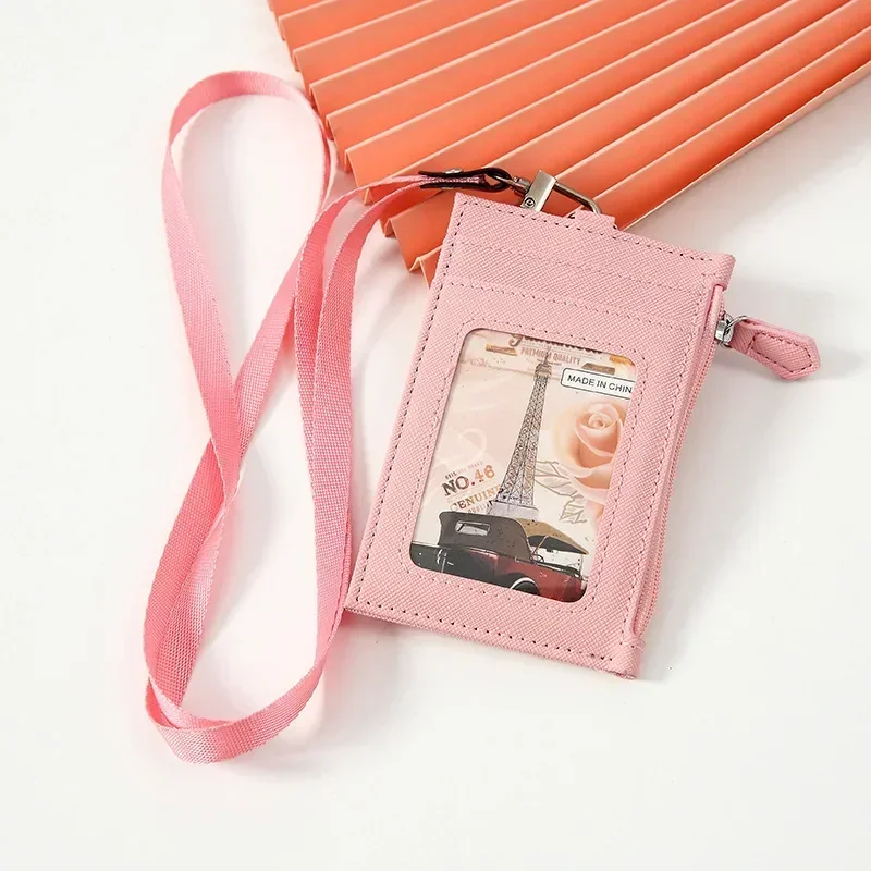 Premium PU Leather Lanyard Wallet with Card Holder & Coin Pouch