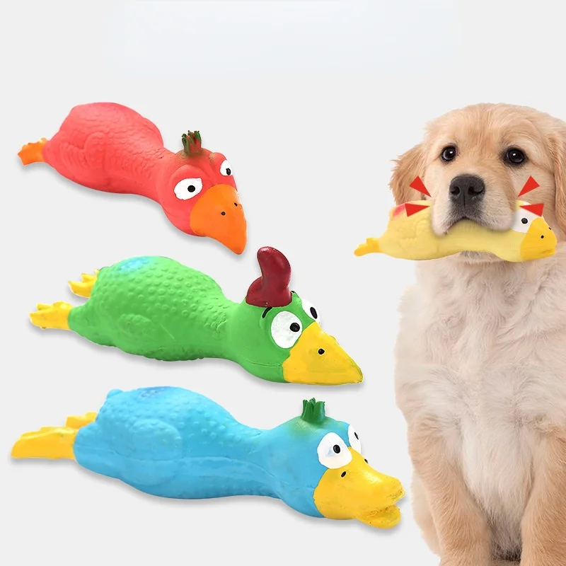 

Pets Dog Toys Screaming Chicken Squeak Squeeze Sound Toy For Dogs Super Durable Funny Color Rubber Chicken Dog Chew Toy Fashion