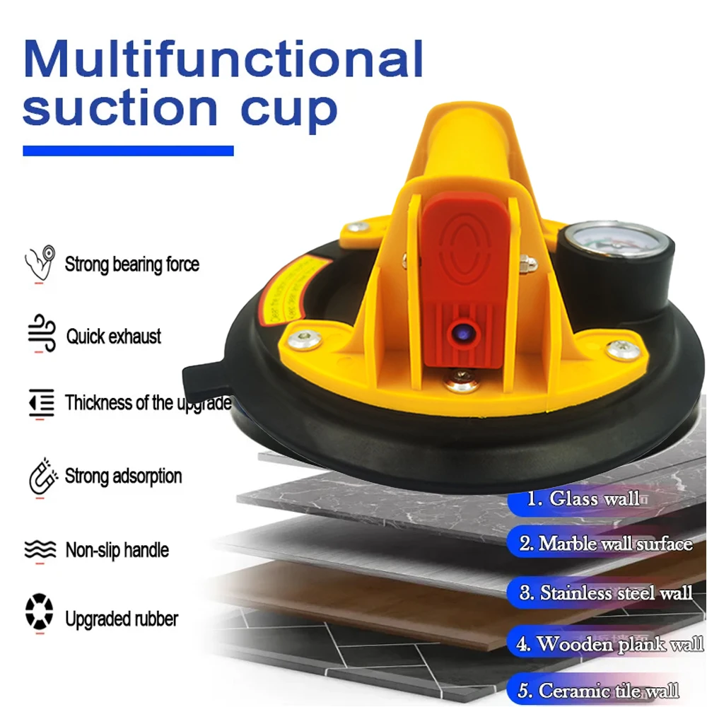 8 Inch Vacuum Suction Cup 220kg Bearing Heavy Duty Pressure Tile Handling Tool for Ceramic Tiles Glass Handling Tool