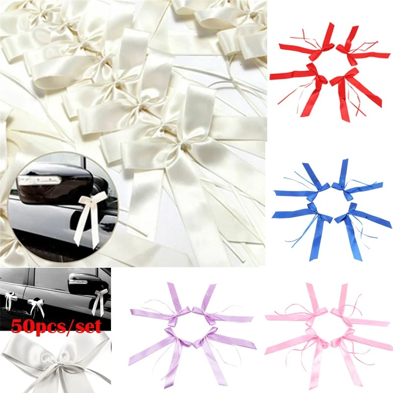 50Pcs Bowknots Ribbon Delicate Wedding Pew End decoration Bow knots Ribbon  Bows Wedding Party Cars Chairs Decoration Bowknots - AliExpress
