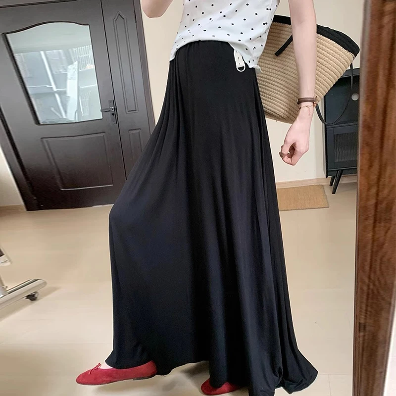 Spring Maternity Cotton Skirts Adjustable Waist Ankle-length Large Hem Pregnant Woman Empired Long Skirt Pregnany Clothes