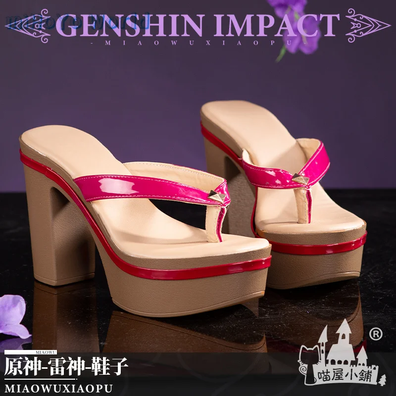 

2023 Game Genshin Impact Raiden Shogun Cosplay Shoes Party Role Play Accessories Props PU High Heels Baal Birthday Xmas Gifts