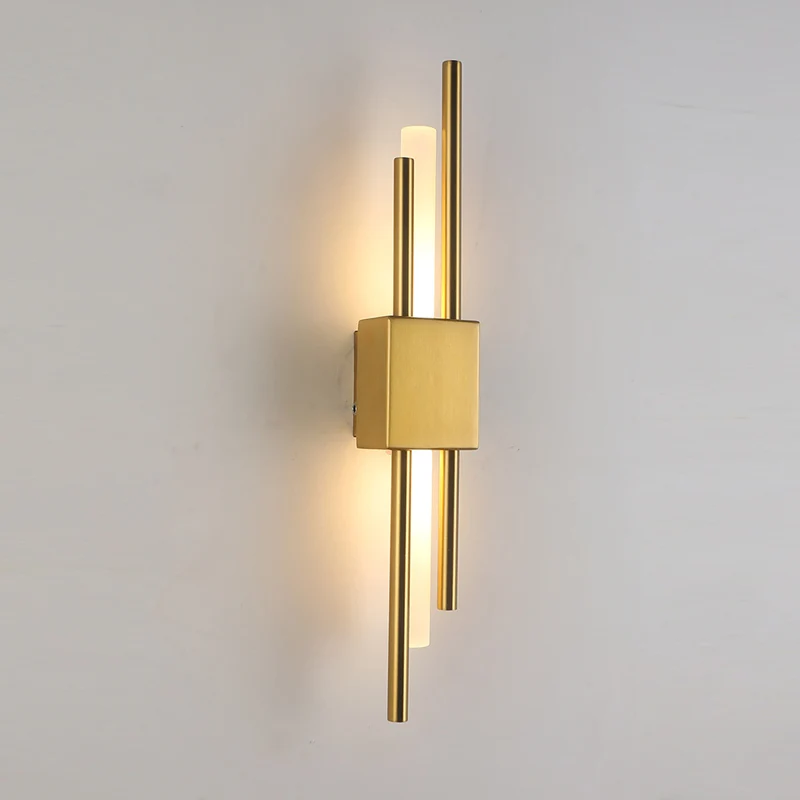 

LED Wall Lamp Modern Stylish Black/Gold 50cm Metal Acrylic Pipe For bedroom bedside Led Lights Corridor Stair Lamp Wall Sconce
