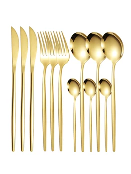 Set di posate sottili da 12 pezzi in acciaio inossidabile Portogallo coltello da bistecca e forchetta cucchiaio da dessert cucchiaio da caffè 1