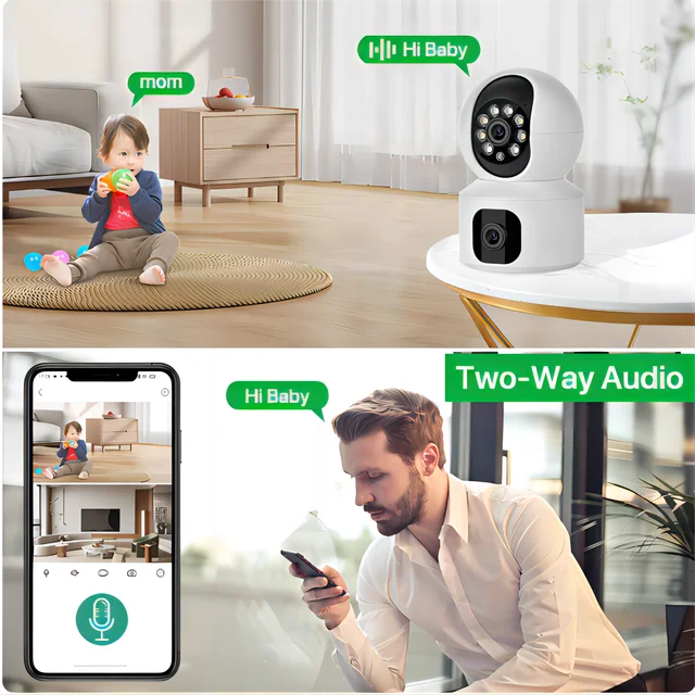 Tuya 8MP WiFi IP Camera Dual Lens Baby Monitor Color Night Vision Human Automatic Tracking Video Smart Home Surveillance Camera 4