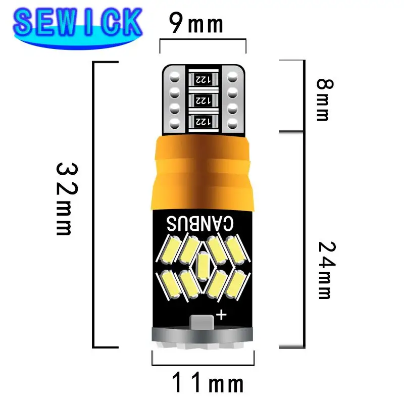 ڵ ׸ ȣ Ʈ ,  100PCs, T10 Canbus 27smd 3014 led, 0.3A, 3.6W, ؼ W5W  ,  12V