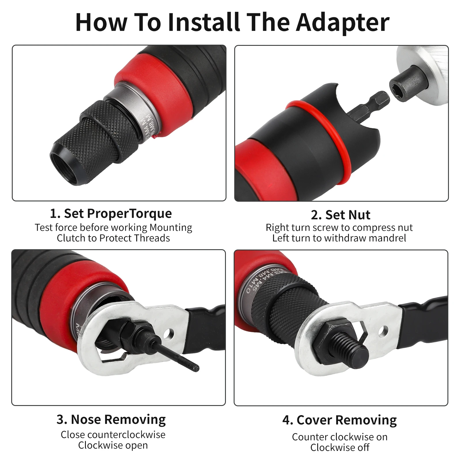 Hot M3~M10 Electric Rivet Gun Drill Adapter Grade DIY Plug-in Nut Quick Riveting Tools Kit With Rivet Nuts Rugged Carrying Case