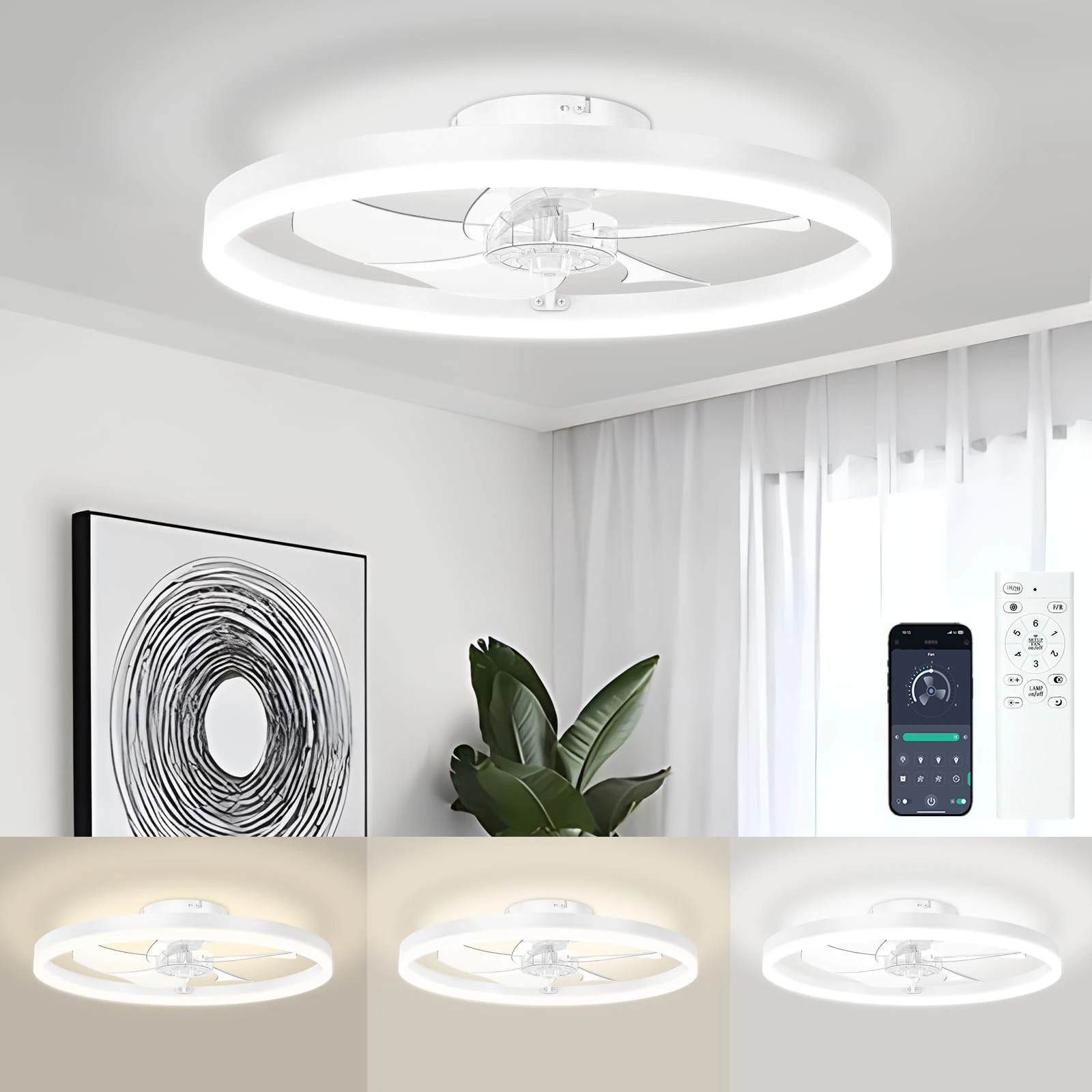 Chandelier fan Low Profile Ceiling Fan with Remote 50CM Flush Mount Ceiling Fans with Light for room Living room Bedroom lights ceiling fan led ceiling fan lights led fan light led ceiling lights vintage chandelier