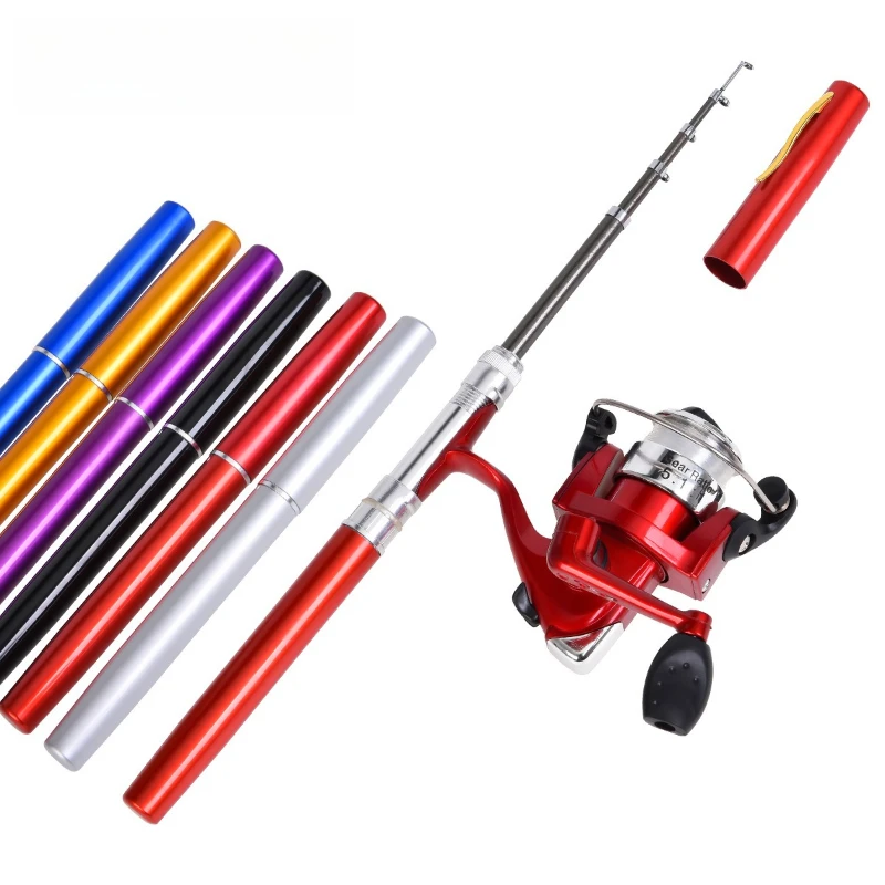 Fishing Pole Set Fishing Rod and Reel Combo Outdoor Portable Mini Pen Telescopic Pocket Ice Fishing Pole Accessories Pole + Reel 1/set