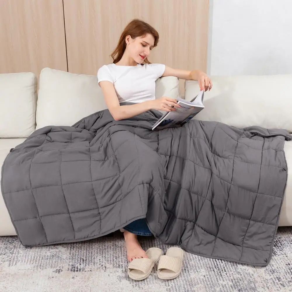 Weighted Blanket Adults 20lb King Size Deep Pressure Stimulating Cooling Nontoxic Glass Beads Hypoallergenic Microfiber 4