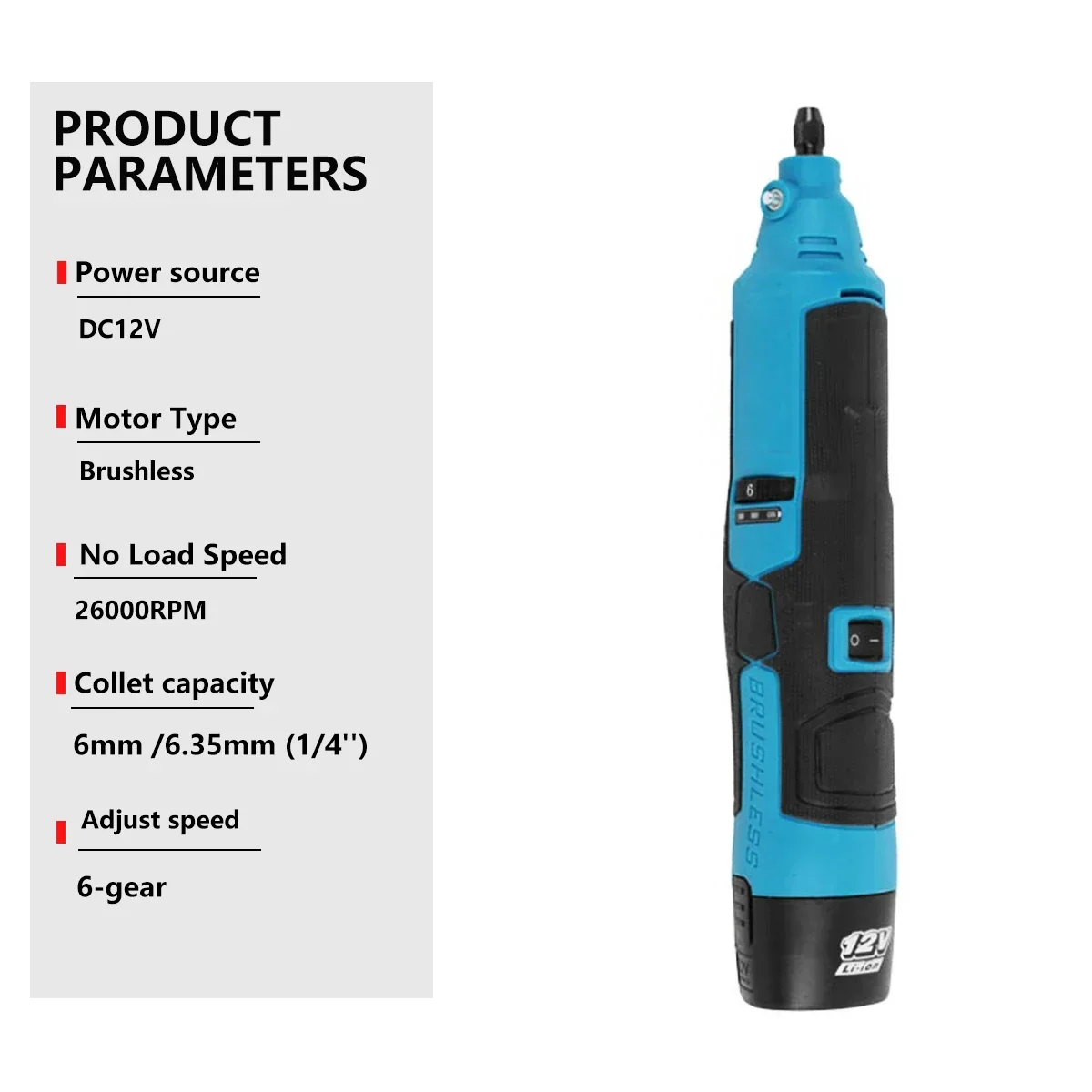 6-Speed 12V Wireless Drill Free Shipping Drilling Machine Engraver Rechargeable Electric Drill Wireless Grinder 5