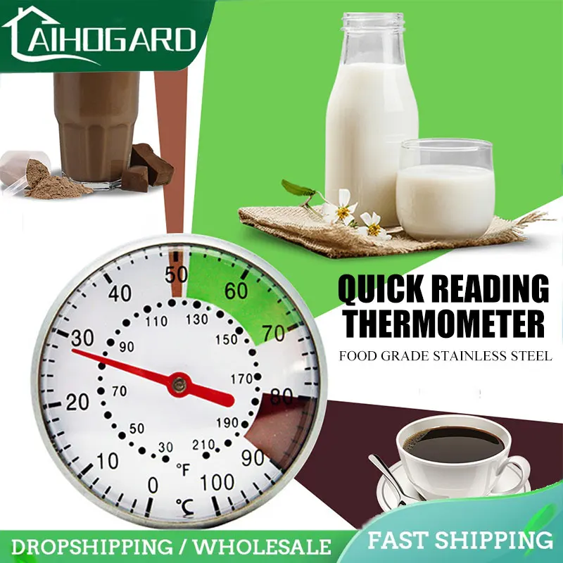

5-Inch Dial Probe Thermometer 0-100 °C Milk Coffee Thermometer Instant Read Stainless Steel for Kitchen Food Cooking Milk Coffee