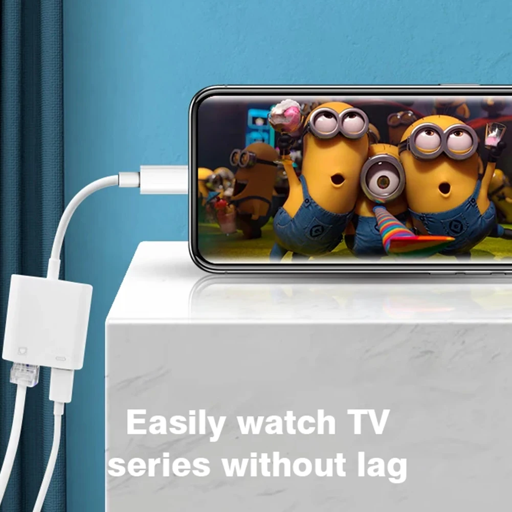 Byscoon 네트워크 카드 C타입-RJ45 포트 PD 충전 이더넷 컨버터 어댑터, OTG 안정적인 연결, 휴대폰 태블릿용