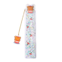 

Oil Quicksand Bookmark Ruler Learning Pendant a Scale Multifunctional Pendant Painting Ruler 15cm